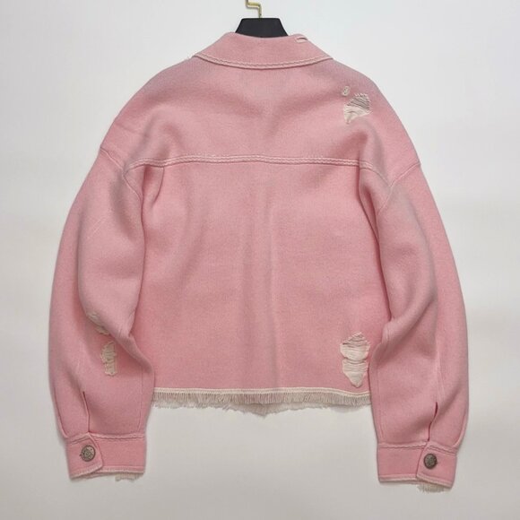 Barrie Denim fringed cashmere and cotton jacket-Light pink - Picture 13 of 14